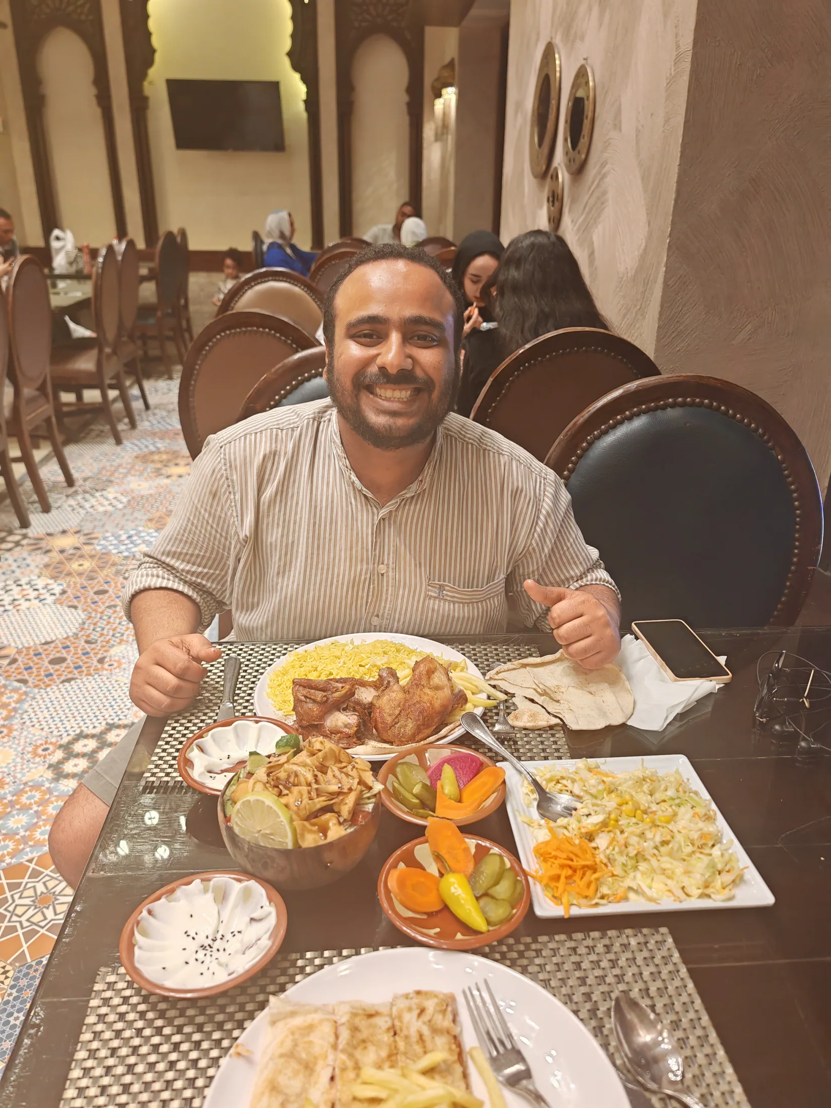 A traveller enjoying a shared meal in Alexandria
